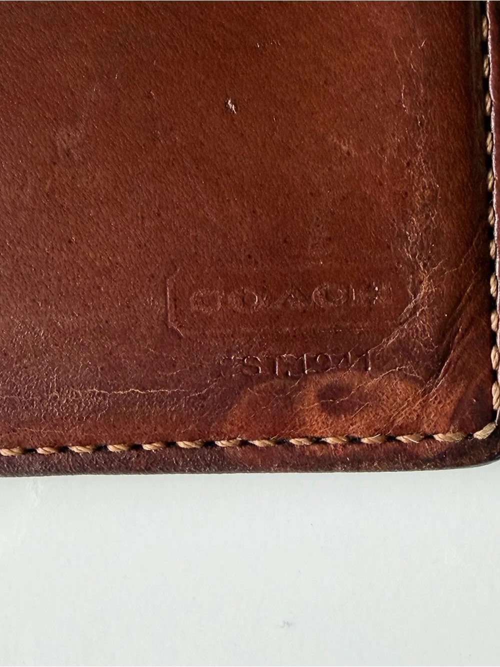 Vintage Coach British Tan Leather Money Clip Card Case Wallet